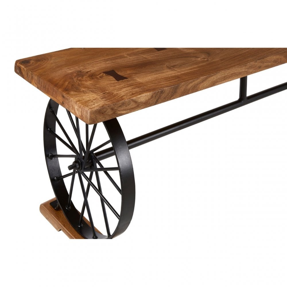 Nandri Acacia Wood Bench, Acacia Wood, Iron, Brown