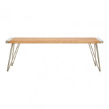 Nandri Teak Wood Bench, Iron, Teak, Natural