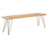 Nandri Teak Wood Bench, Iron, Teak, Natural