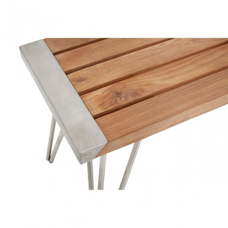 Nandri Teak Wood Bench, Iron, Teak, Natural