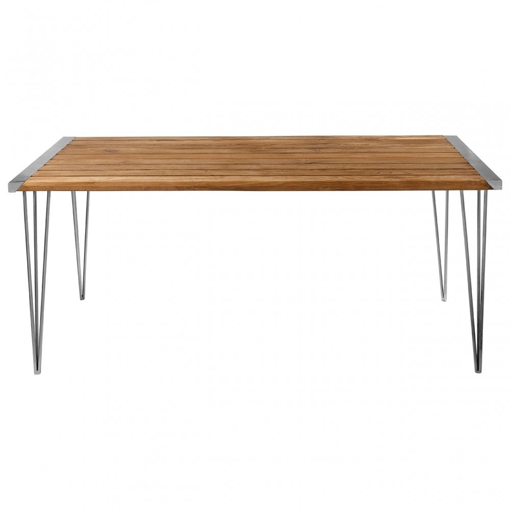 Nandri Teak Wood Dining Table, Iron, Teak, Brown