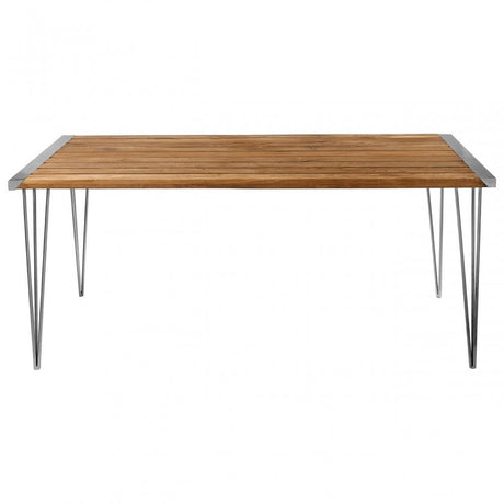 Nandri Teak Wood Dining Table, Iron, Teak, Brown