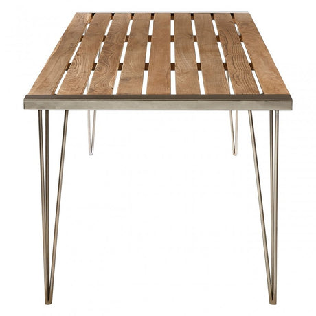 Nandri Teak Wood Dining Table, Iron, Teak, Brown