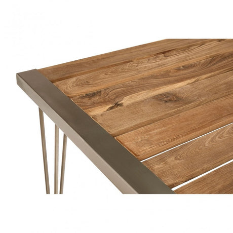 Nandri Teak Wood Dining Table, Iron, Teak, Brown