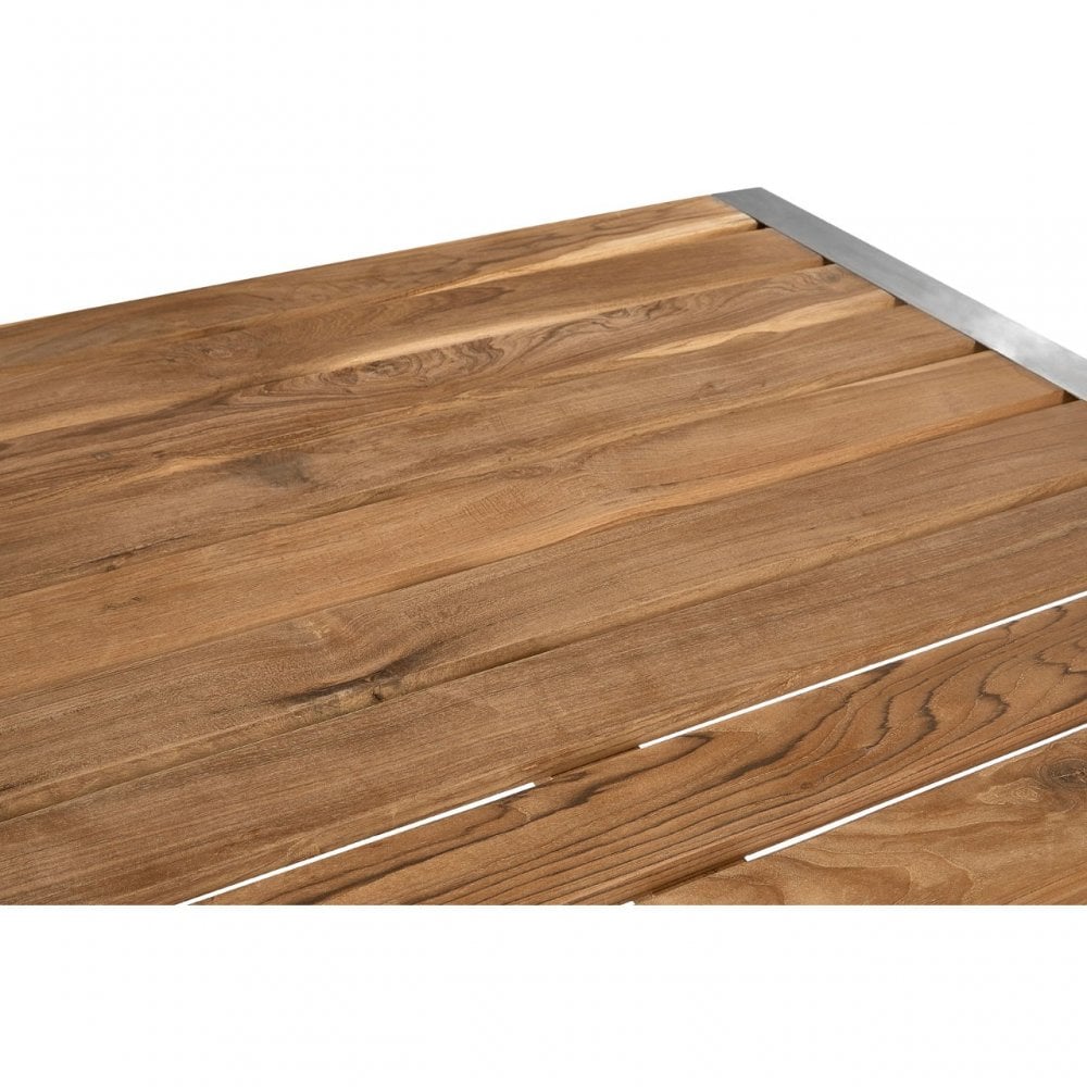 Nandri Teak Wood Dining Table, Iron, Teak, Brown