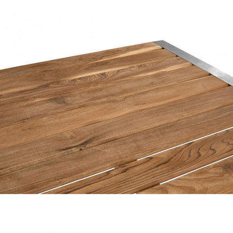 Nandri Teak Wood Dining Table, Iron, Teak, Brown