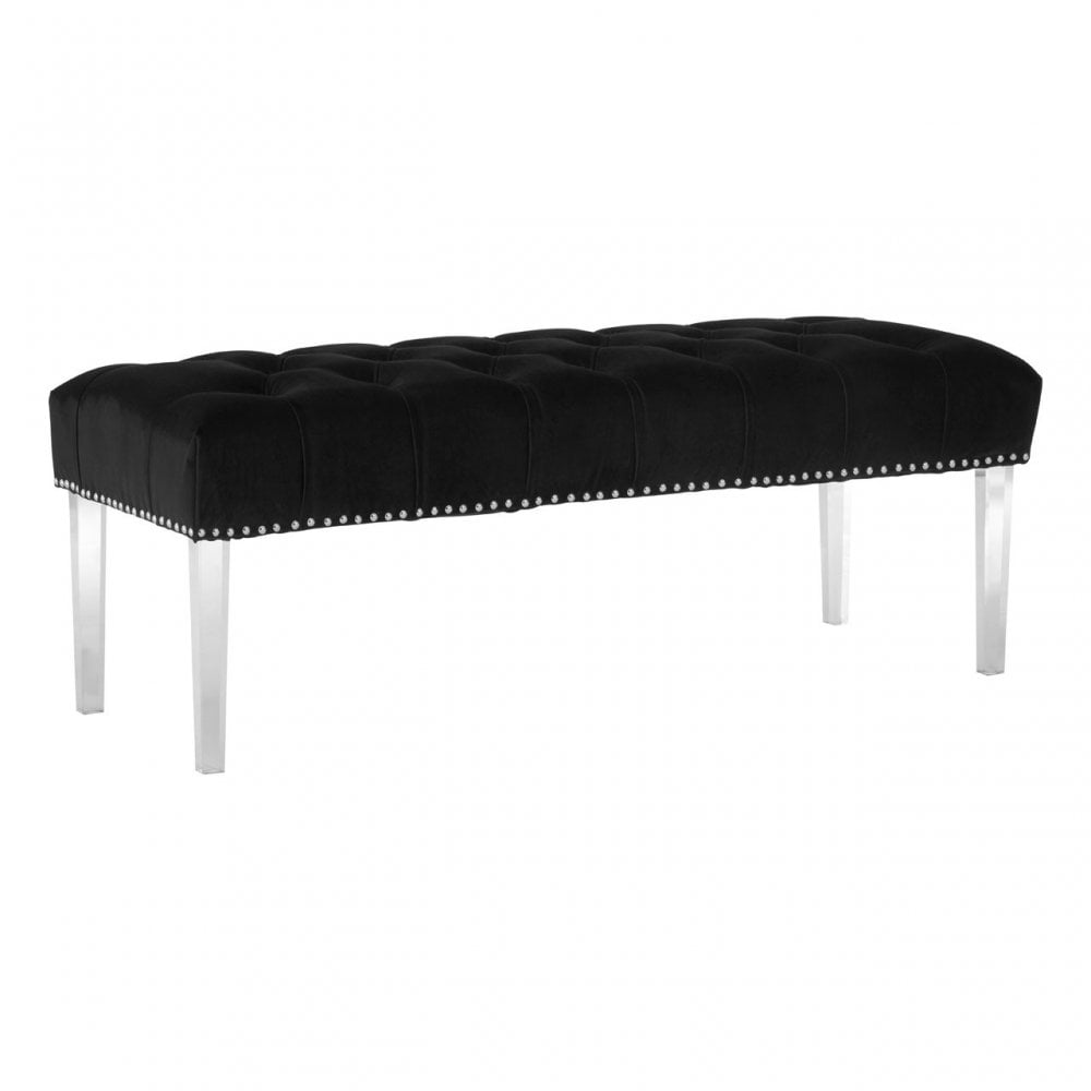 Kirsti Black Velvet Bench, Black