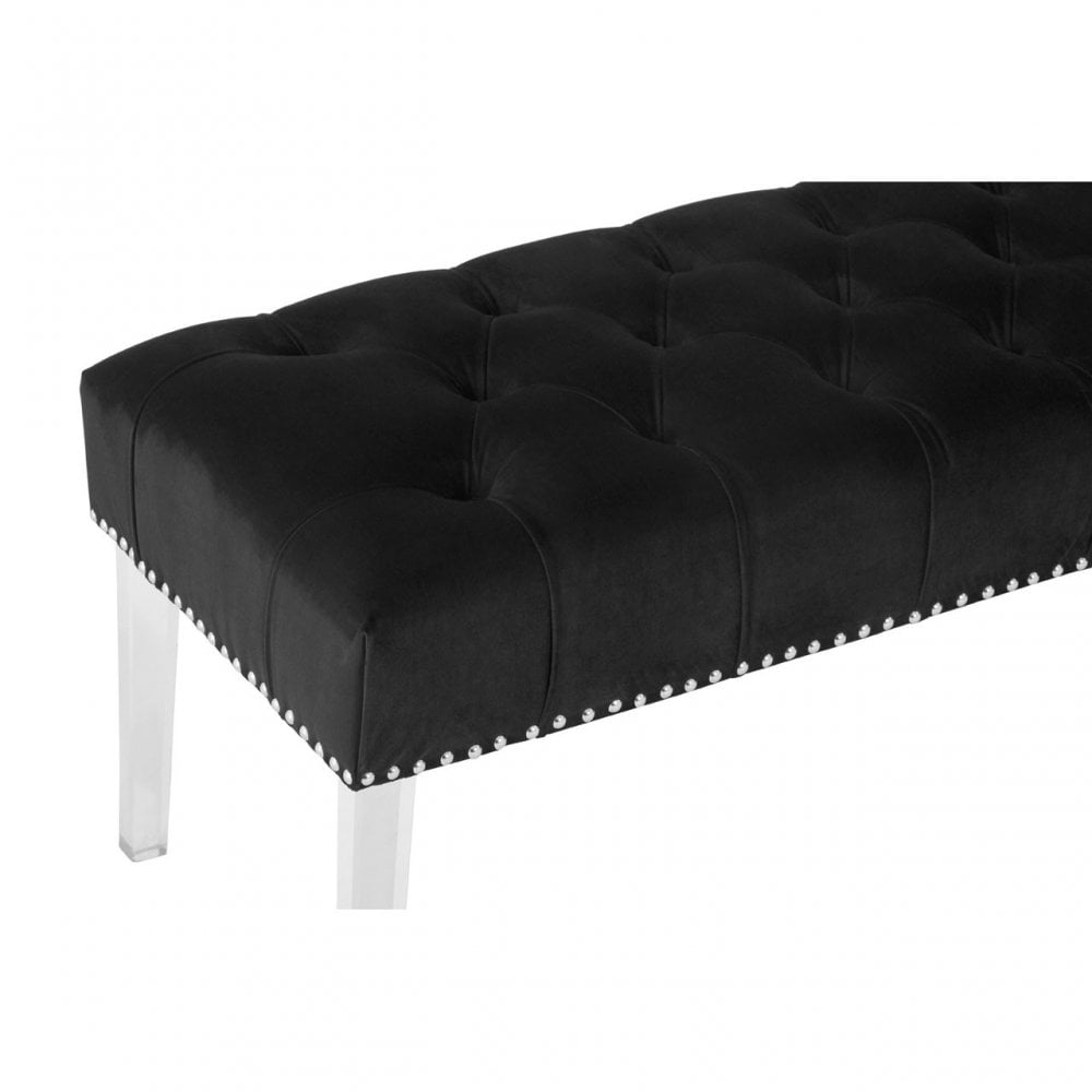 Kirsti Black Velvet Bench, Black