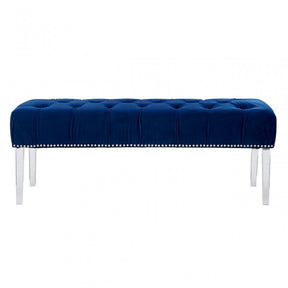 Kirsti Blue Velvet Bench, Blue