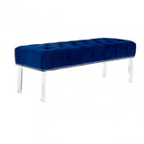 Kirsti Blue Velvet Bench, Blue