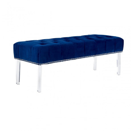 Kirsti Blue Velvet Bench, Blue