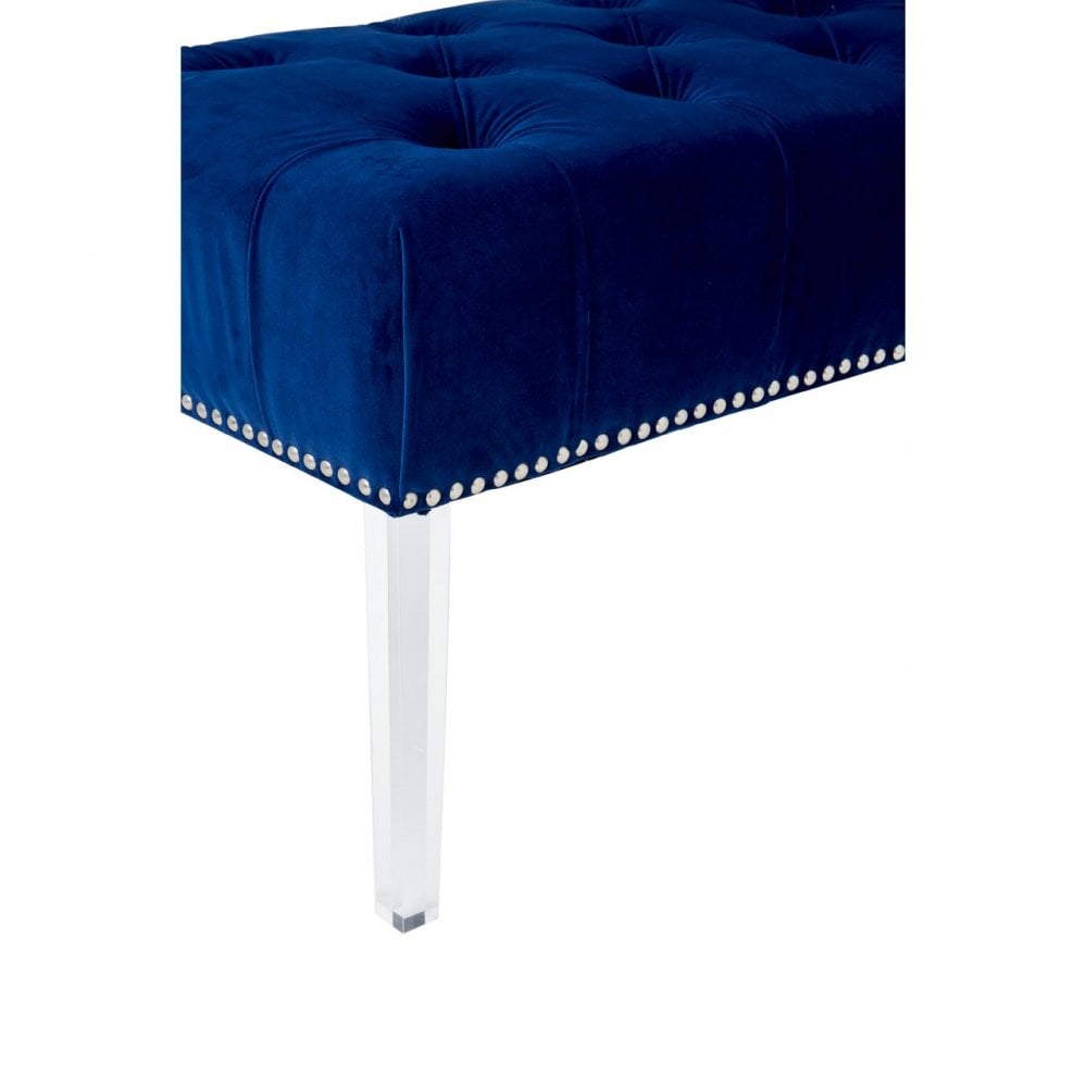 Kirsti Blue Velvet Bench, Blue