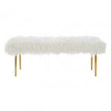 Kirsti Natural Fur Effect Bench, White