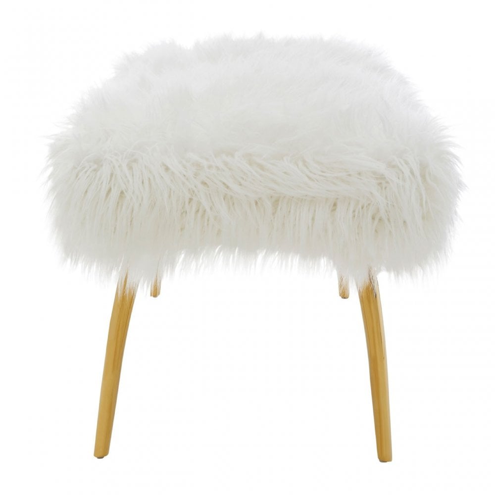 Kirsti Natural Fur Effect Bench, White