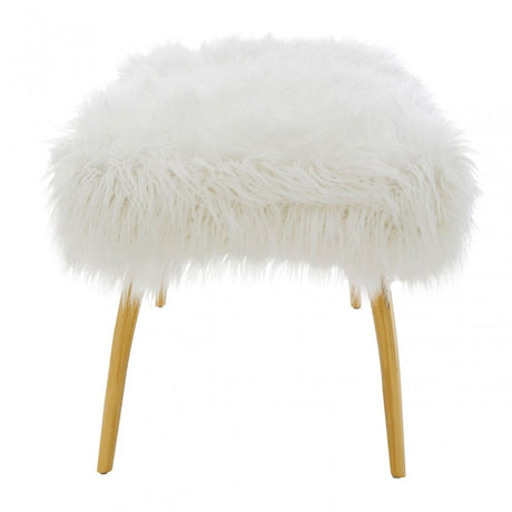 Kirsti Natural Fur Effect Bench, White
