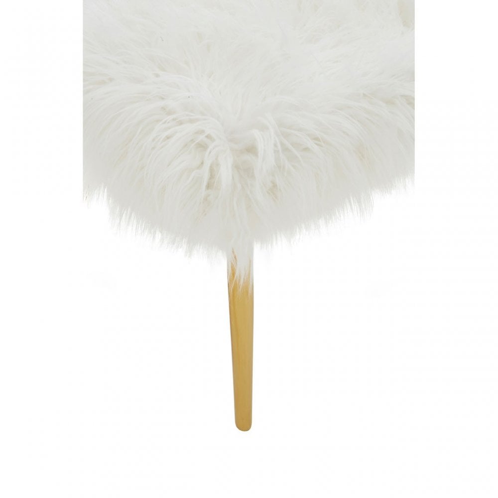 Kirsti Natural Fur Effect Bench, White