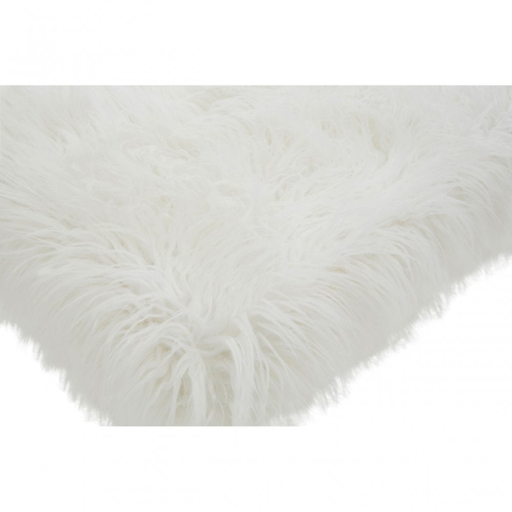 Kirsti Natural Fur Effect Bench, White