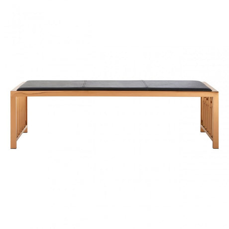 Novara Rose Gold Bench, Leather, Stainless Steel, Rose Gold