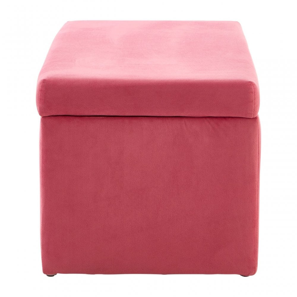 Kids Rectangular Storage and Seating Ottoman In Pink