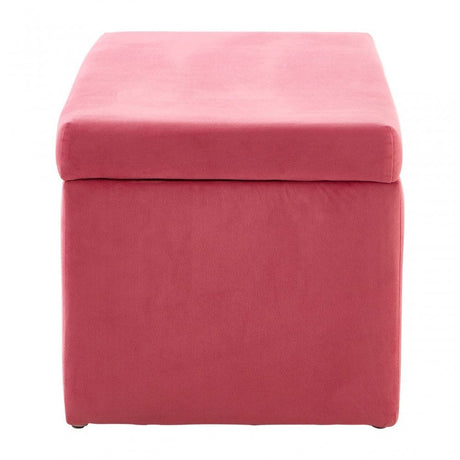 Kids Rectangular Storage and Seating Ottoman In Pink