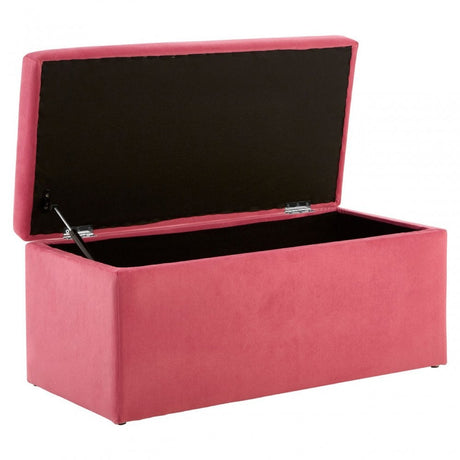 Kids Rectangular Storage and Seating Ottoman In Pink