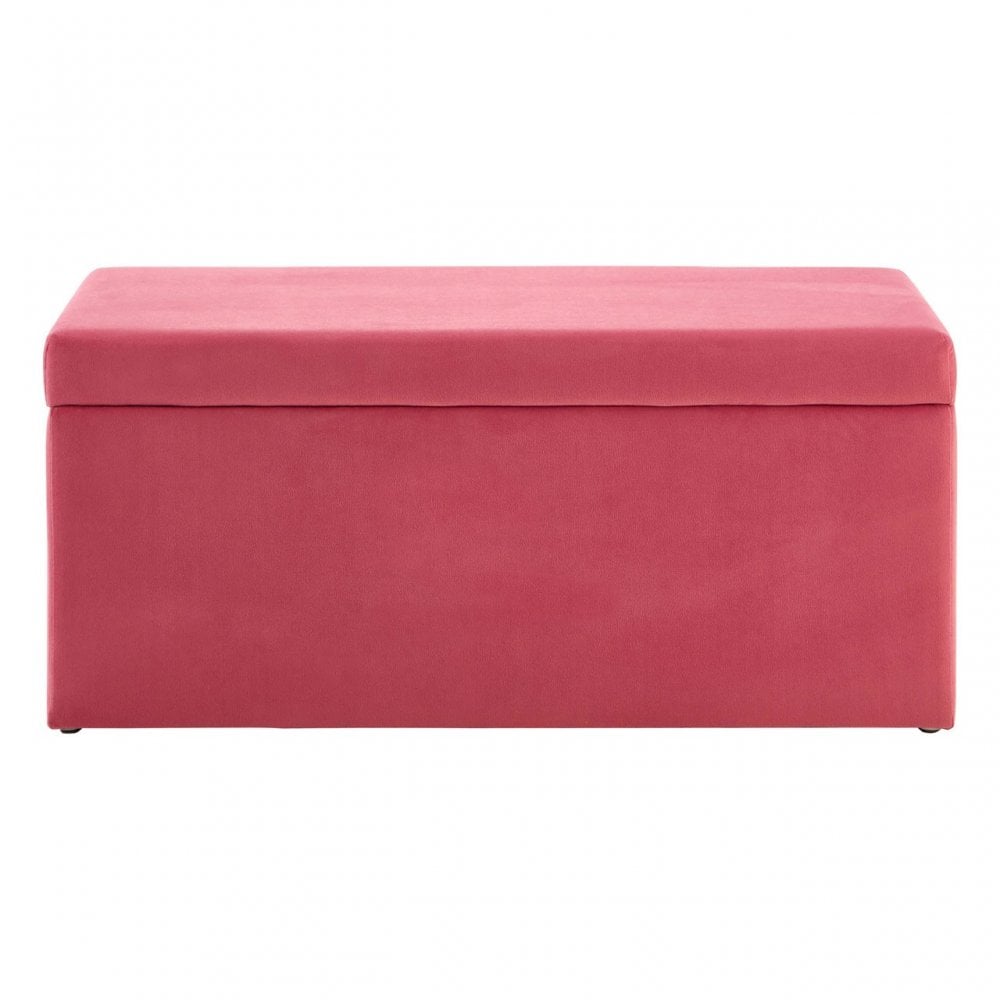 Kids Rectangular Storage and Seating Ottoman In Pink