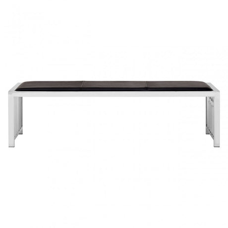 Novara Black Leather Bench, Leather, Stainless Steel, Black
