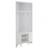 Portland Corner Coat Bench, Wood, White