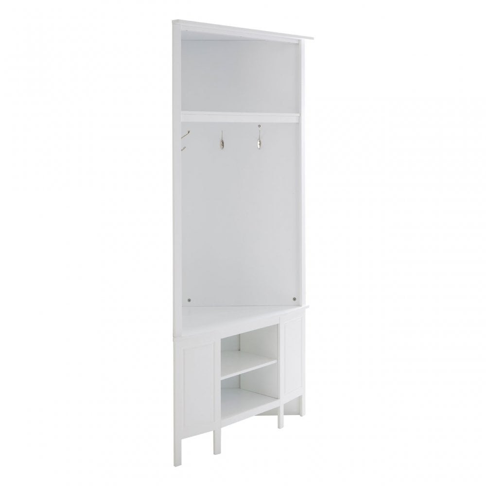 Portland Corner Coat Bench, Wood, White