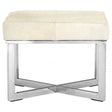 Tuskin Leather Bench, Leather, Stainless Steel, White