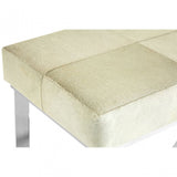 Tuskin Leather Bench, Leather, Stainless Steel, White