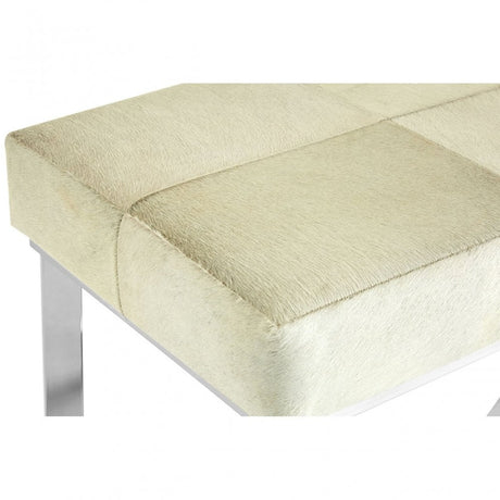Tuskin Leather Bench, Leather, Stainless Steel, White