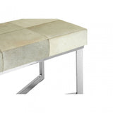 Tuskin Leather Bench, Leather, Stainless Steel, White