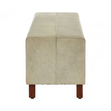 Tuskin with Wood Legs, Leather, Wood, Natural