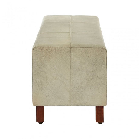 Tuskin with Wood Legs, Leather, Wood, Natural