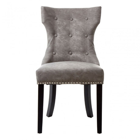 Daxton Grey Faux Leather Dining Chair, Foam, Rubberwood, Grey