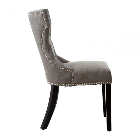 Daxton Grey Faux Leather Dining Chair, Foam, Rubberwood, Grey