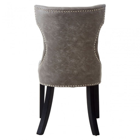 Daxton Grey Faux Leather Dining Chair, Foam, Rubberwood, Grey
