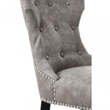 Daxton Grey Faux Leather Dining Chair, Foam, Rubberwood, Grey