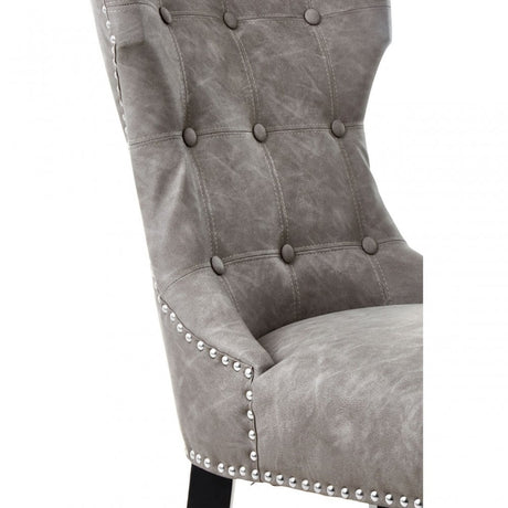 Daxton Grey Faux Leather Dining Chair, Foam, Rubberwood, Grey