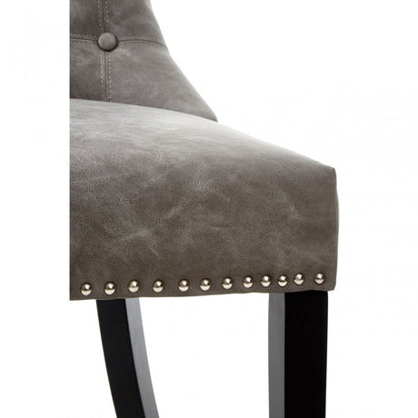Daxton Grey Faux Leather Dining Chair, Foam, Rubberwood, Grey