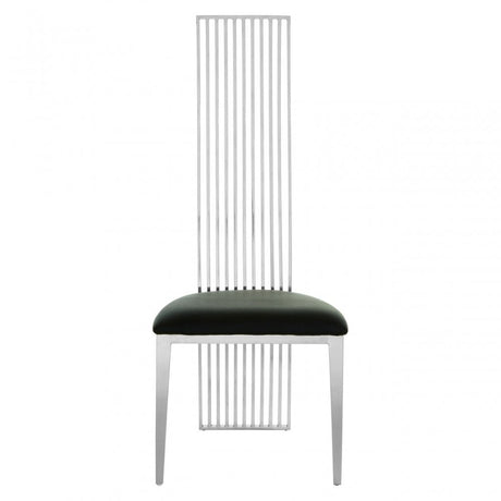 Elisa Silver Finish Dining Chair, Foam, Stainless Steel, Silver