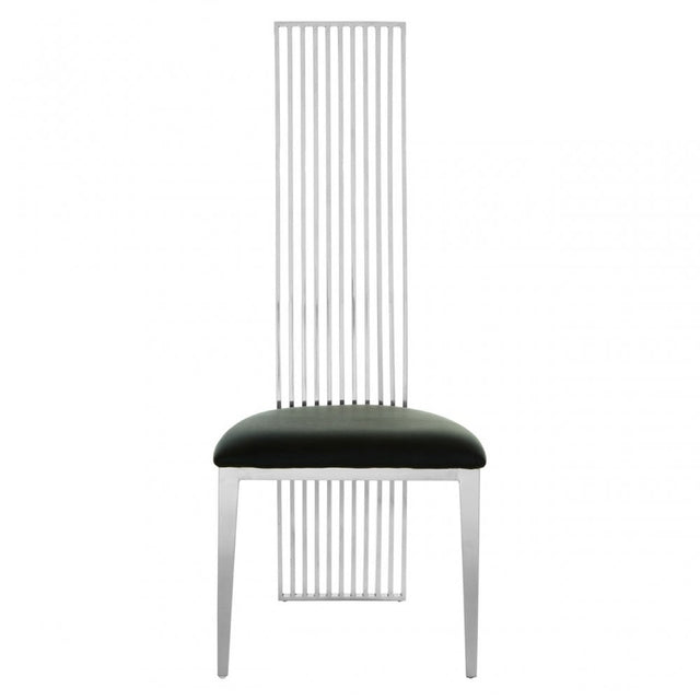 Elisa Silver Finish Dining Chair, Foam, Stainless Steel, Silver