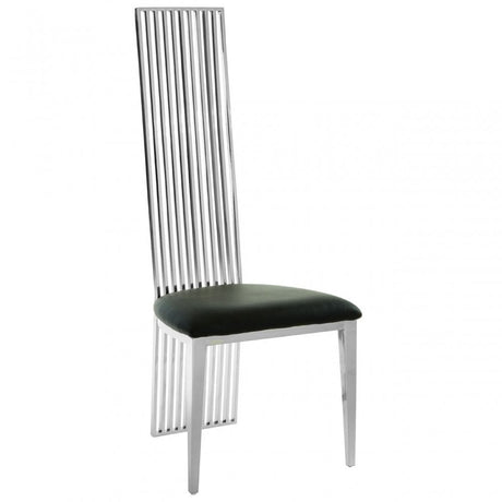 Elisa Silver Finish Dining Chair, Foam, Stainless Steel, Silver