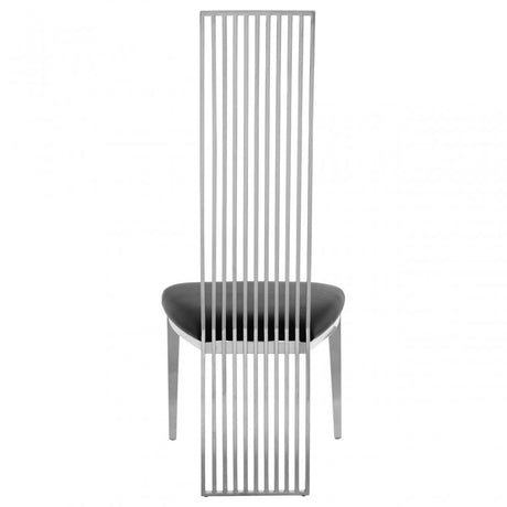 Elisa Silver Finish Dining Chair, Foam, Stainless Steel, Silver