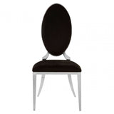 Elisa Black Velvet Dining Chair, Foam, Stainless Steel, Silver