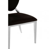 Elisa Black Velvet Dining Chair, Foam, Stainless Steel, Silver