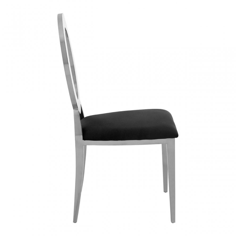 Yasmin Round Back Dining Chair, Sponge, Stainless Steel, Silver
