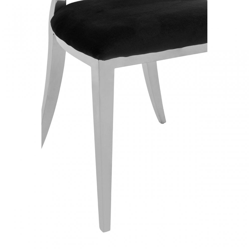 Yasmin Round Back Dining Chair, Sponge, Stainless Steel, Silver