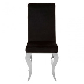 Elisa Dining Chair with Silver Frame, Foam, Stainless Steel, Black